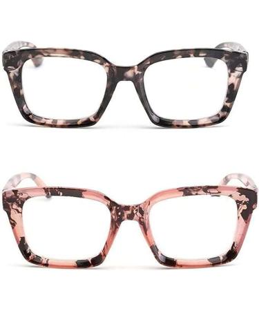 Retro Spring Hinge Women's Readers | Blue Light Blocking Square Glasses | Floral Pink & Grey Tortoise - Perfect for Men & Women - Buy Online on GoSupps.com