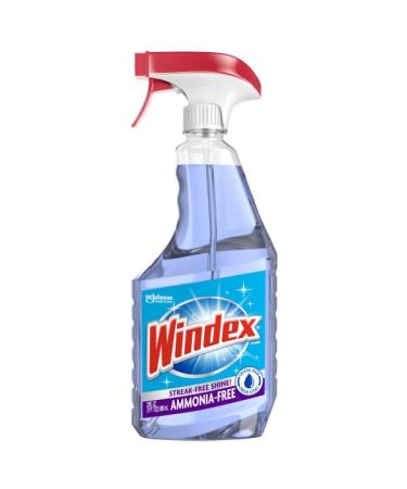 Windex Ammonia-Free Glass and Window Cleaner Spray Bottle, Bottle Made from 100% Recovered Coastal Plastic, Crystal Rain Scent, 23 Fl Oz