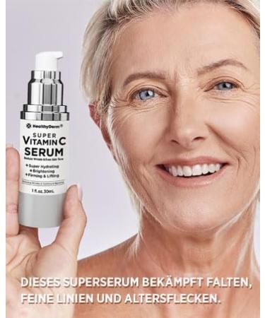 Super Vitamin C Hyaluronic Serum for Women: Super Vitamin C Hyaluronic Serum Face for Women Over 50+ - Anti-Ageing Hyaluronic Acid Serum for Face - Moisturising Lifting White - Buy Online on GoSupps.com