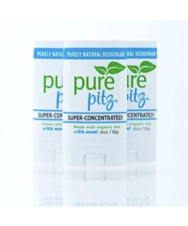 PURE PITZ by Purely Lisa Natural Deodorant Stick - Organic Deodorant for Women and Men - With Fragrances of Organic Essential Oils - The Clean Answer to Neutralizing Body Odor - 0.6 OZ (3 Pack)