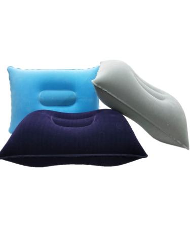 3 Pack Ultralight Inflatable Camping Travel Pillow Small Squared Flocked Fabric Air Pillow for Compact, Comfortable, Ergonomic Inflating Pillows for Neck & Lumbar Support While Camp Hiking Backpacking