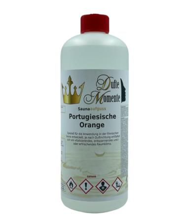 Sauna infusion concentrate Portuguese Orange - 1 litre in HDPE bottle with dropper cap and child safety lock