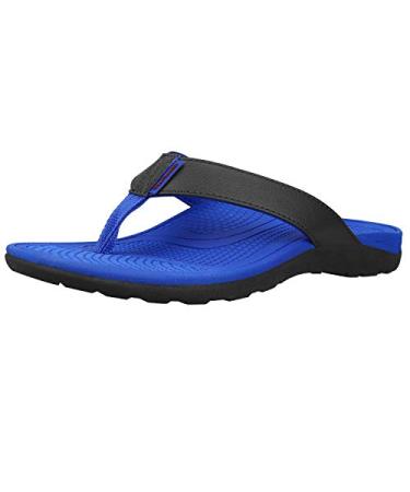 Everhealth Men's Orthotic Flip Flops Arch Support Sandals for Plantar Fasciitis Flat Feet Heel Spurs Foot Pain Relief Shock Absorbing & Slip Resistant Beach Toe-Post Sandal Slides 9 Blue