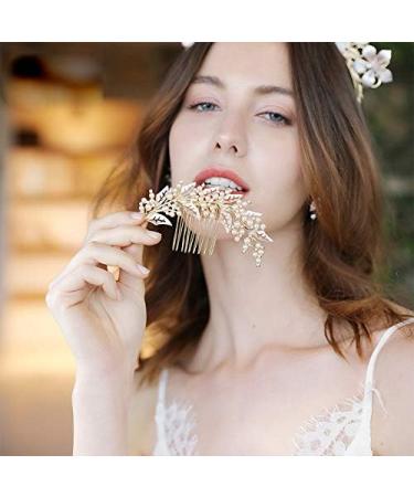 Kercisbeauty Pearl Hair Comb for Brides Wedding Bridal Headpiece Handmade Hair Piece for Women Girls Prom Hair Accessories (Rose Gold) - Buy Online on GoSupps.com