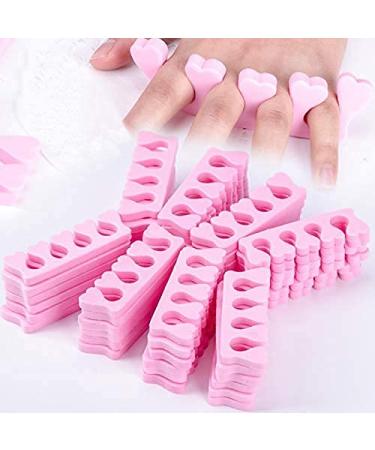 SOONHUA 50pcs Foam Finger Toe Separators Soft Disposable Finger Divider Tool for Pedicure Manicure Nail Art (Pink)