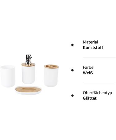 Yuugaa 4-Piece Bamboo Bathroom Set - Waterproof Accessories for Home & Hotel - Durable Gift Item - White Toothbrush Cup - Buy Online on GoSupps.com