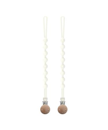 Silge chain made of silicone seposve 2-pack pacifier pacifier chain boys and girls pacifier clip chain keeps pacifier clean soft flexible durable-high robustness 2 white