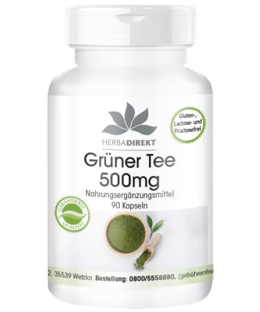 Green tea extract 500mg - 500mg green tea extract per capsule - EGCG - Camellia sinensis - at least 50% polyphenols - vegan - 90 capsules |Herbadirekt by Warnke Vital substances - German pharmacy quality