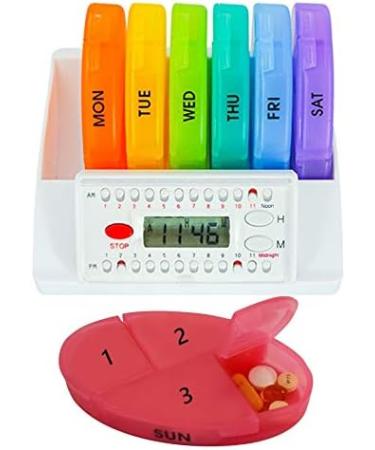 e-Pill 4x Daily Weekly Pill Organizer with Timer | Best Vitamin & Medicine Reminder Box - Buy Online on GoSupps.com