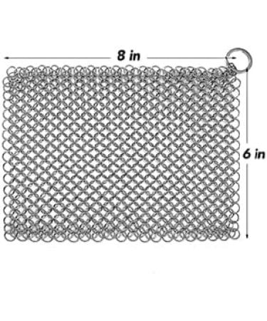 Stainless Steel Cast Iron Skillet Cleaner | Chainmail Scrubber for Pans, Griddles, BBQ Grills | 8x6 Inch Square - Buy Online on GoSupps.com