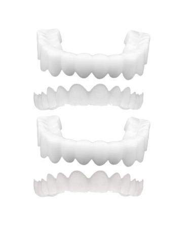 Cucufa instant -veneers dental millions cosmetic teeth fake 2 pairs the tooth cover on teeth and lower clips in veneer teeth of temporary upper and lower false teeth