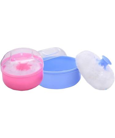 2PCS Powder Puff Sponge Box Empty Portable Baby Talcum Dispensor Soft Baby Shower Powder Puff Box (Blue+Pink) - Buy Online on GoSupps.com