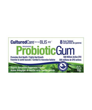 CULTUREDCARE Probiotic Gum Mint 8 CT
