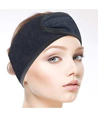 Voarge 3-Piece Adjustable Microfiber Headband Set | Black - Perfect for Makeup Spa Sports & Yoga | Washable with Velcro Fastener - Buy Online on GoSupps.com