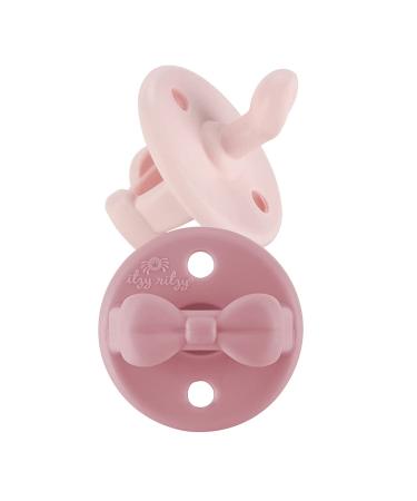 Itzy Ritzy Sweetie Soother Silicone Orthodontic Pacifiers with Collapsible Handle & Two Air Holes for Added Safety  Set of 2 in Ballet Slipper & Primrose for Ages 0-6 Months Ballet Slipper & Primrose 2 Count (Pack of 1)