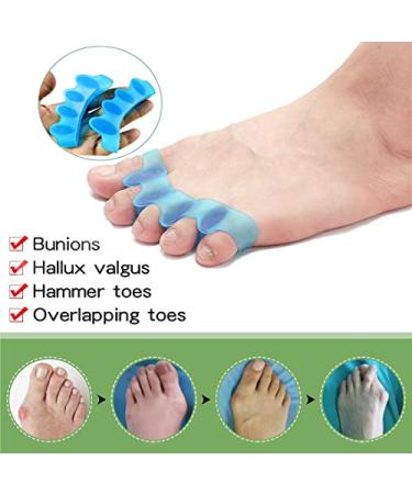 Silicone Toe Separator for Hallux Valgus Correction - 6X Blue Toe Separator for Bunions, Hammer Toes - Foot Toe Spreader Gel for Toe Protection - Buy Online on GoSupps.com