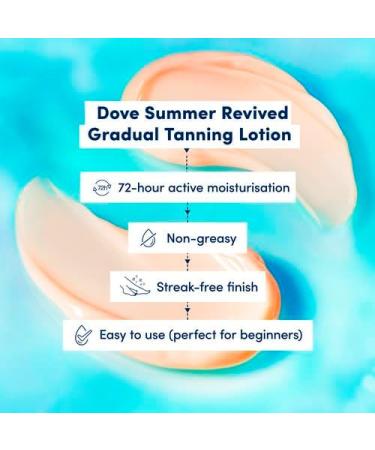 Dove Summer Revived Medium to Dark Gradual Tanning Lotion 200 ml & Dove Summer Revived Medium to Dark Gradual Tanning Lotion for Face and Body Tanning Lotion For All Skin Types 75 ml - Buy Online on GoSupps.com