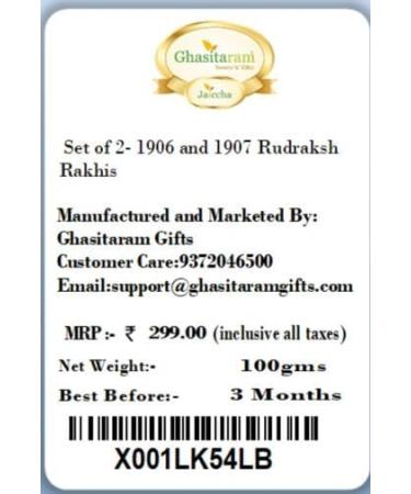 Ghasitaram Gifts Rakhi for Brother Rakhis Online - Set of 2-1906 and 1907 Rudraksh Rakhis - Buy Online on GoSupps.com