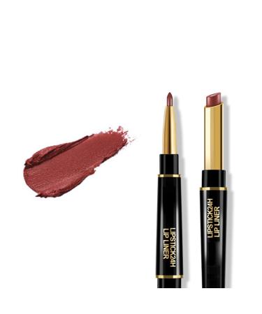2-In-1 Waterproof Lipstick Lip Liner Mashpptuli Lipstick 12 Colors Lip Liner And Lipstick Double Head Matte Lipstick Set Long Lasting Waterproof Moisturizing Lipstick (#10)