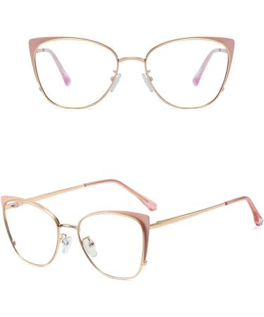 Kachawoo Cat Eye Blue Light Blocking Glasses for Women - Metal Frame Anti-Blue Light Lens Gold Pink - Stylish Eyewear for Screen Use - Buy Online on GoSupps.com