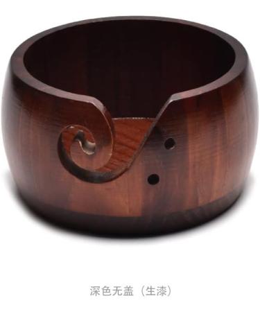 Handmade Dark Wood Yarn Bowl with Lid - Yarn Ball Holder for Knitting and Crochet - 12 Crochet Hooks Included - Buy Online on GoSupps.com