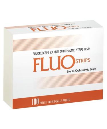 100 Fluo Strips Fluorescein Sodium Eyes USP bio glo Fluorets