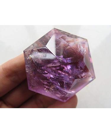 Natural Amethyst Quartz Crystal Merkaba Star Carving Art W Rainbows 48g ningxiao