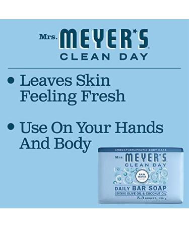 Mrs. Meyer's Rain Water Bar Soap 5.3 oz - Hand & Body Wash with Essential Oils - Buy Online on GoSupps.com