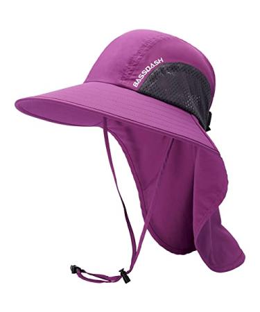 BASSDASH UPF 50+ Unisex Water Resistant Wide Brim Sun Hat with Large Neck Flap Ponytail Fishing Hat for Men Women Purple Orchid - Buy Online on GoSupps.com