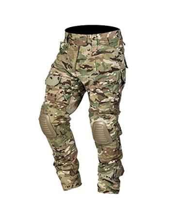IDOGEAR Combat Pants Multicam Men Pants with Knee Pads Airsoft Hunting Military Paintball Tactical Camo Trousers Multi-camo 30W x 31L
