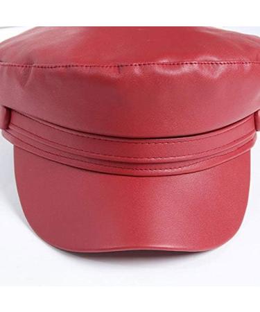 Danse Jupe Women's PU Leather Greek Fisherman Sailor Fiddler Hat Cap Beret - Red - Buy Online on GoSupps.com