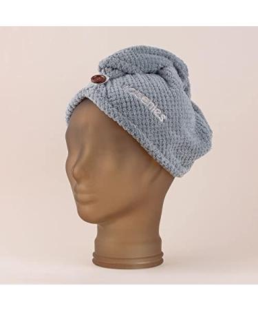 Gray Microfiber Hair Turban Towel | Quick Drying Super Soft Perfect for Hair Care | Practical Fixing Button - International Shipping Available - Buy Online on GoSupps.com