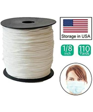 110 Yard 1/8 Inch Elastic Strap Earloop Cord Round Ear Tie Rope for Crafts - White 3mm - Buy Online on GoSupps.com