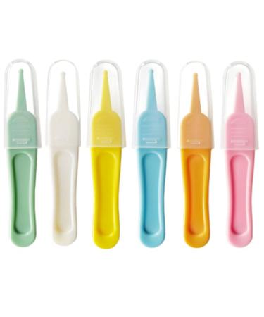 HLLMX 6 PCS Infant Nose Cleaning Tweezer with Plastic Round-Head Baby Ear Nose Navel Cleaner Clip for Baby Care, GJ128