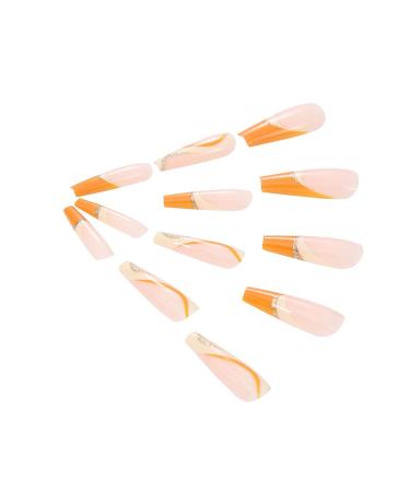 Buy Vatocu Long French Ballerina Coffin False Nails - Orange Acrylic Press-On Nails for Women (24 Pieces) - International Shipping Available - Buy Online on GoSupps.com
