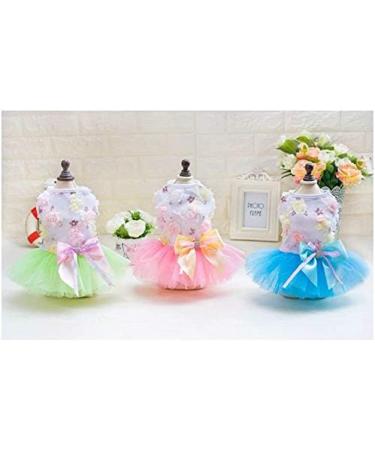 Luxury Dog Dress for Small Dogs | Puppy Skirt Ballet Tutu & Lace Flower Dress in Blue - Perfect Wedding Outfit - Buy Online on GoSupps.com