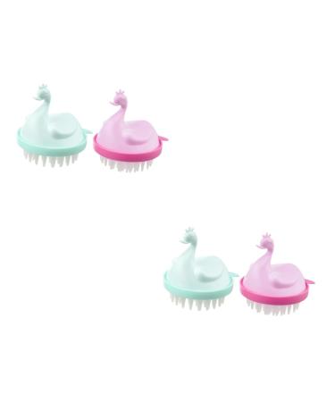 Gleavi 4 pieces massage shampoo comb curvered scaling peeling shampoo brush for the scalp hair shampoo brush scalee brushes ordinary clothes