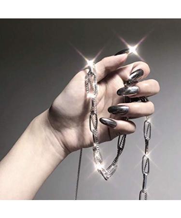 Sethain glossy oval wrong nails tips splinters mirror medium wrong fingernails complete cover 24 pieces press on nail for women and girls