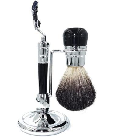Men's Silver Shaving Brush Holder Set - Stylish 3-Layer Foam Mug & Soap Shell - Classic Grooming Tools for International Shipping - Buy Online on GoSupps.com