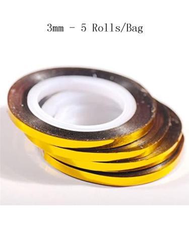 Glitter Nail Art Striping Tape Set - 5 Rolls, 3mm Width with Dispenser - DIY Self-Adhesive Foil for Nail Art Designs - Buy Online on GoSupps.com