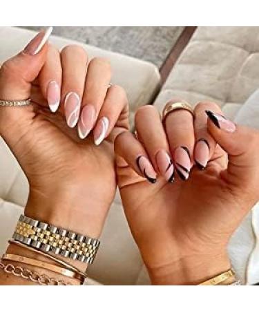 French Tip Nail Stickers - 37 White Half-Moon Design Manicure Strips | DIY Decorative Stencils Self-Adhesive Tool - Buy Online on GoSupps.com