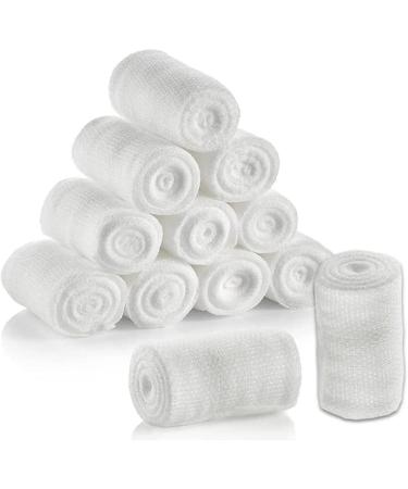Gauze Rolls - Confirming Stretch Bandage Rolls - 12 Rolls Individually Wrapped - Bandage Wrapping for Dressing All Types of Wounds (3 inches)