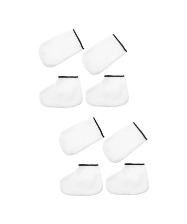 FOMIYES 4 Pairs Hand and Foot Mask Hand Spa Gloves Moisturizing Wax Bag Exfoliating Boots Wax Tools Wax Socks Paraffin Wax Foot Bags White Insulation Knitted Fabric Accessories