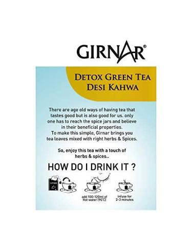 Girnar Detox Green Tea - Desi Kahwa (36 Tea Bags) | Energize and Detoxify Naturally - Buy Online on GoSupps.com