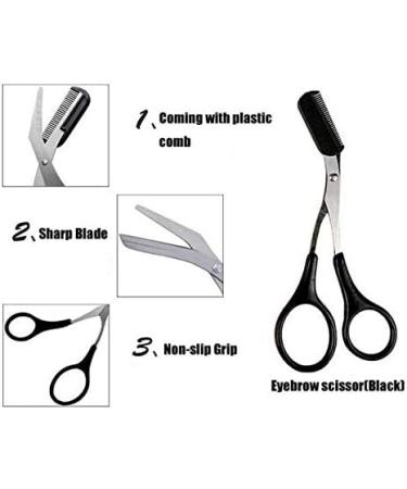 Stainless Steel Eyebrow Scissors with Comb - Non-slip Handle for Pruning Eyelashes, Bangs, Mustache - Beauty Tools for Daily Use - Buy Online on GoSupps.com