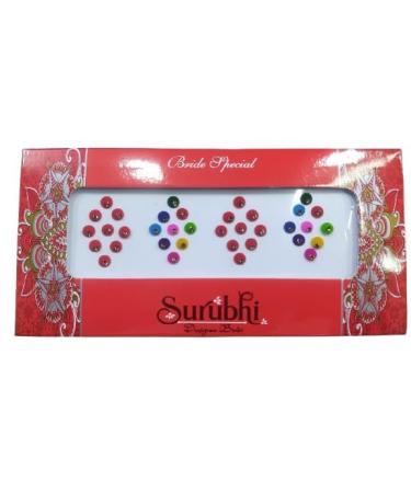 Round Beautiful Maroon And Multicolor Bindi With Bindi For Women And Girls.