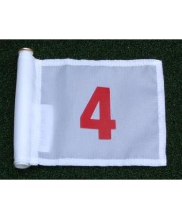 Red Numbered Golf Pin Marker Flag Set - Numbers 1-5 on White Jr. Flag for Putting Green - 400 Denier Fabric - Buy Online on GoSupps.com