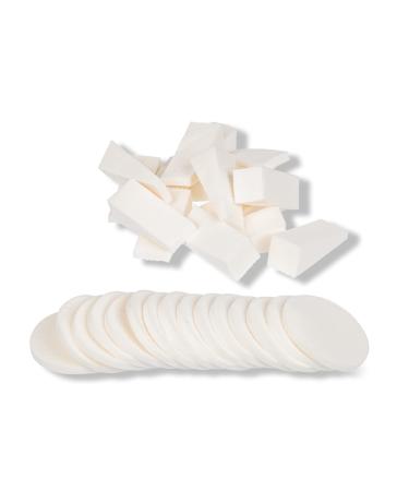 Invero 30 Piece Soft Makeup Sponge Blending Set - Triangle Beauty Wedges Circle Shaped Blender Sponges for Foundations Creams Powders or Nail Art - Wet and Dry use