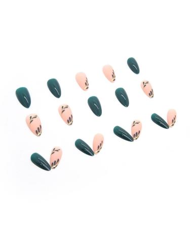 Deep Green Press-On Nails | Medium Almond Shape Acrylic Glitter Sequin - 24pcs by Kxamelie - Buy Online on GoSupps.com