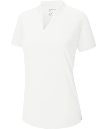 TACVASEN Women's V Neck Golf Polo Shirt - White, Medium | UPF 50+ Sun Protection - Buy Online on GoSupps.com